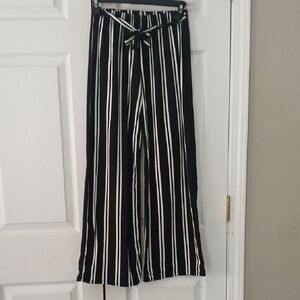Insta Girl Black and White Elastic Waist  Striped Girl's Pants Sz L (14/16) NWOT